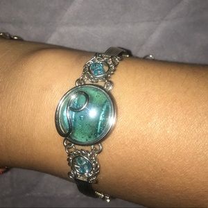 Sterling Silver bracelet with One of a kind aqua stone size 7 1/2